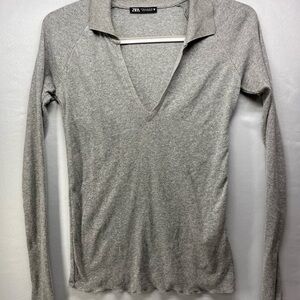 Zara Heather Gray Knit Top